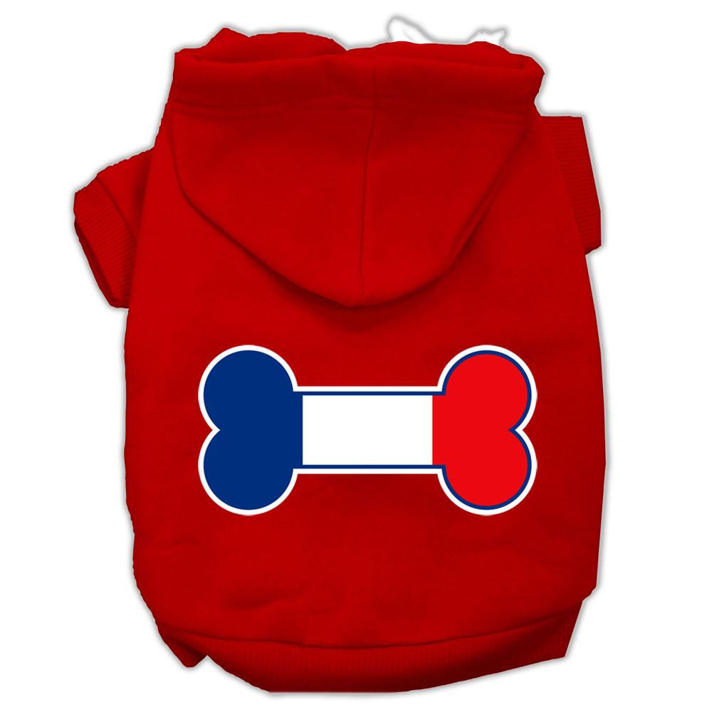 Bone Shaped France Flag Screen Print Pet Hoodies Red Size L (14)