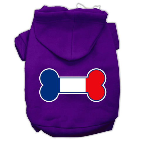 Bone Shaped France Flag Screen Print Pet Hoodies Purple Size S (10)