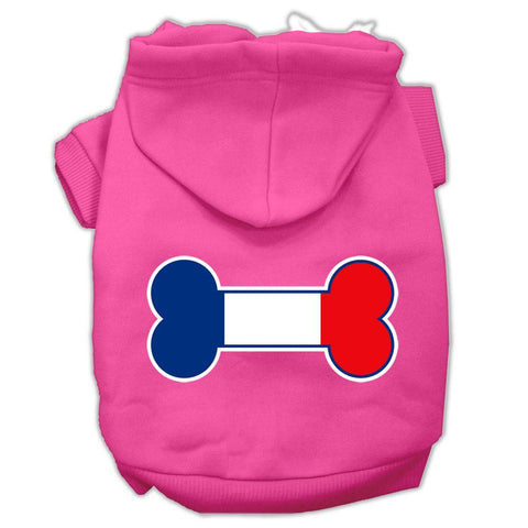 Bone Shaped France Flag Screen Print Pet Hoodies Bright Pink Size XXL (18)