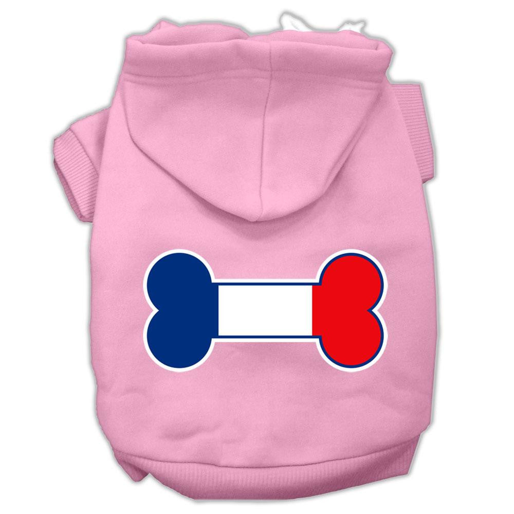 Bone Shaped France Flag Screen Print Pet Hoodies Light Pink Size XXL (18)