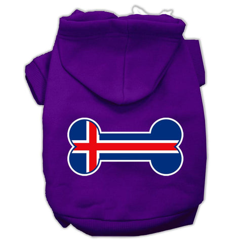 Bone Shaped Iceland Flag Screen Print Pet Hoodies Purple Size L (14)