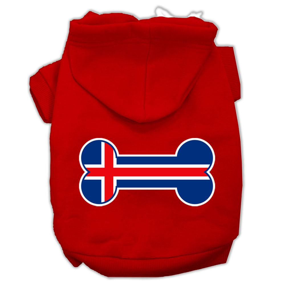 Bone Shaped Iceland Flag Screen Print Pet Hoodies Red Size L (14)