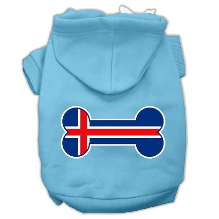 Bone Shaped Iceland Flag Screen Print Pet Hoodies Baby Blue M (12)