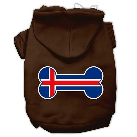 Bone Shaped Iceland Flag Screen Print Pet Hoodies Brown XS (8)