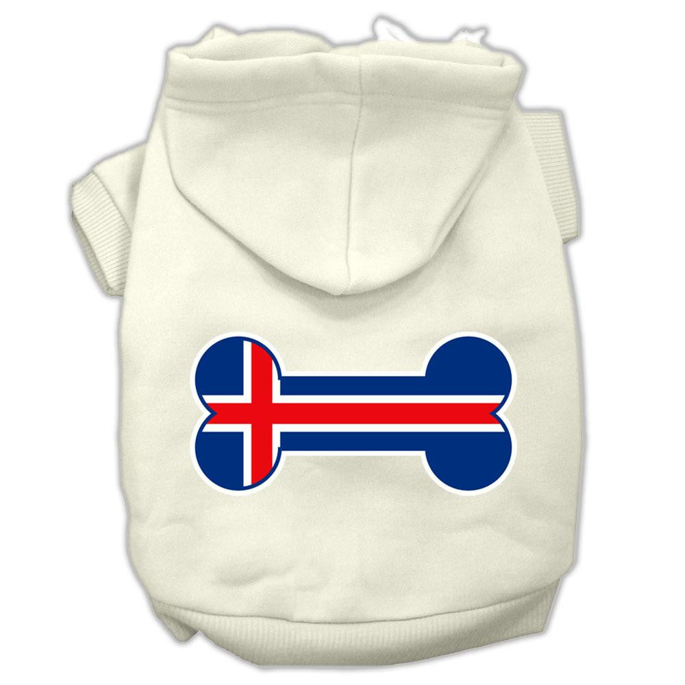 Bone Shaped Iceland Flag Screen Print Pet Hoodies Cream Size XXXL(20)