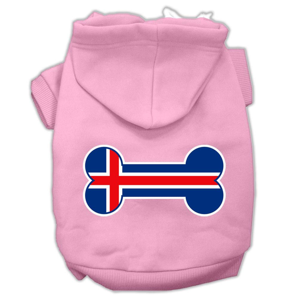 Bone Shaped Iceland Flag Screen Print Pet Hoodies Light Pink Size XXXL(20)