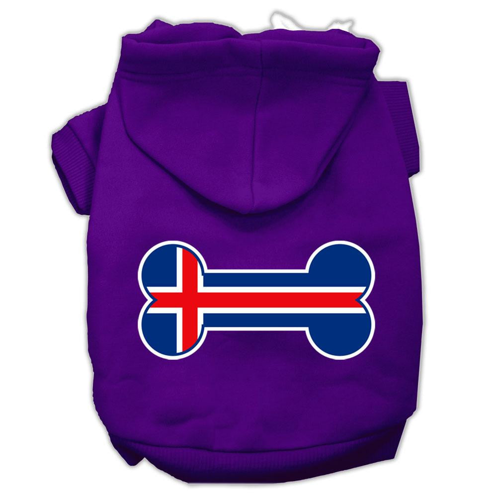 Bone Shaped Iceland Flag Screen Print Pet Hoodies Purple Size XXXL(20)