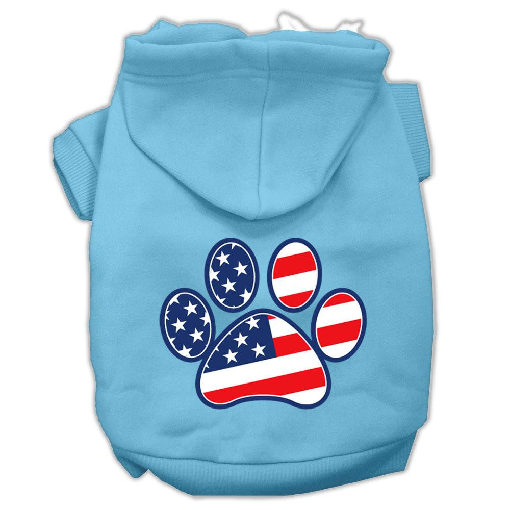 Patriotic Paw Screen Print Pet Hoodies Baby Blue M (12)