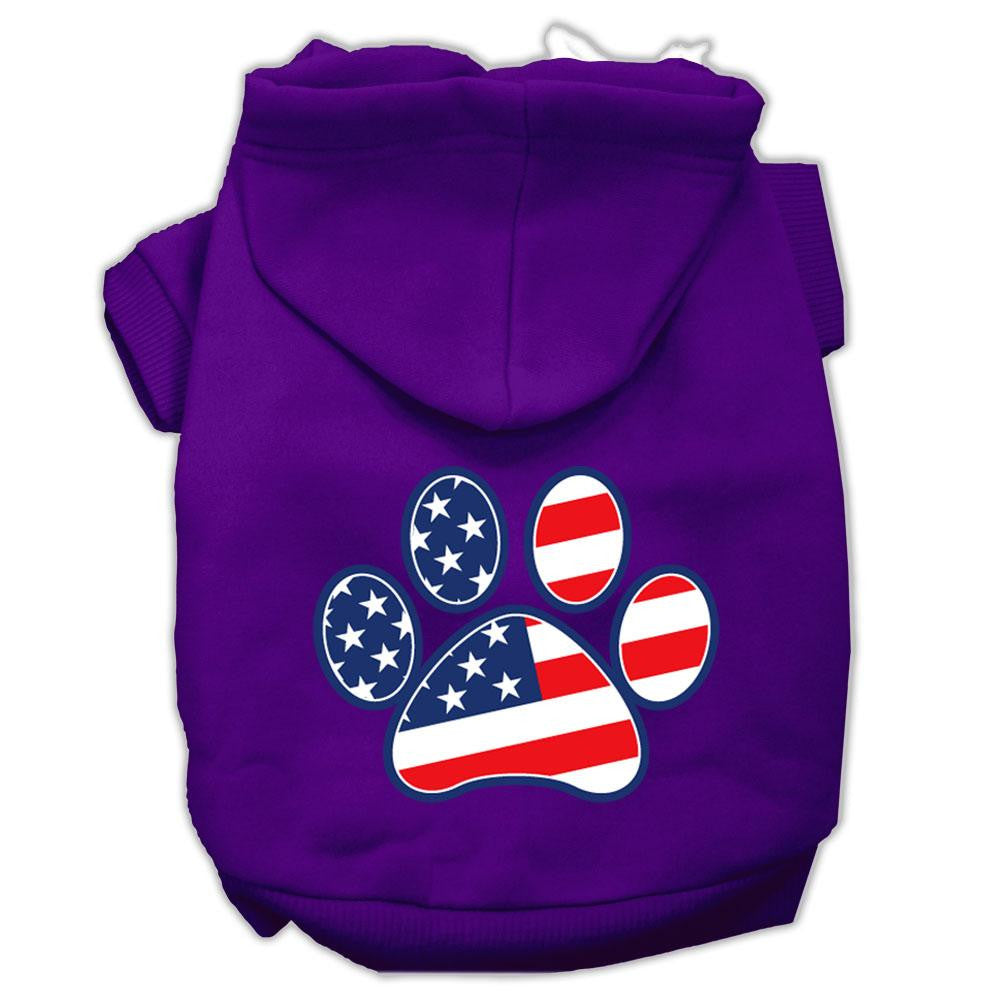 Patriotic Paw Screen Print Pet Hoodies Purple S (10)