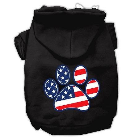 Patriotic Paw Screen Print Pet Hoodies Black XS (8)