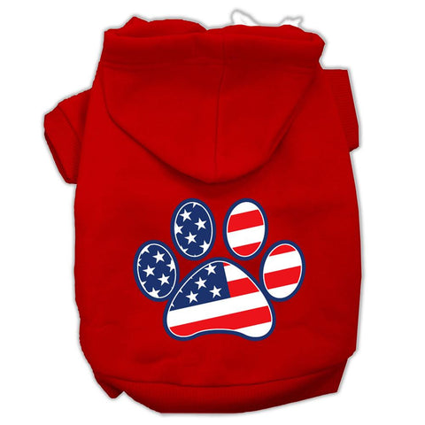 Patriotic Paw Screen Print Pet Hoodies Red Size XS (8)