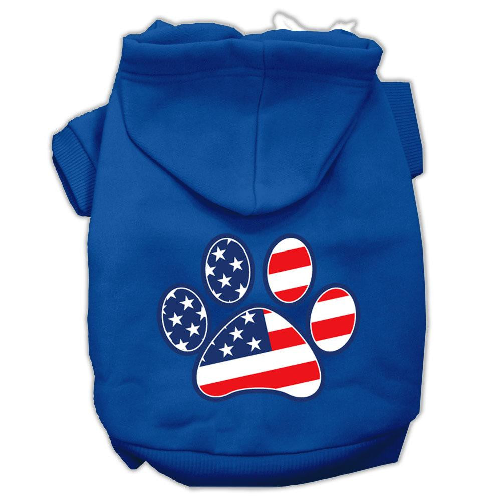 Patriotic Paw Screen Print Pet Hoodies Blue Size XXL (18)