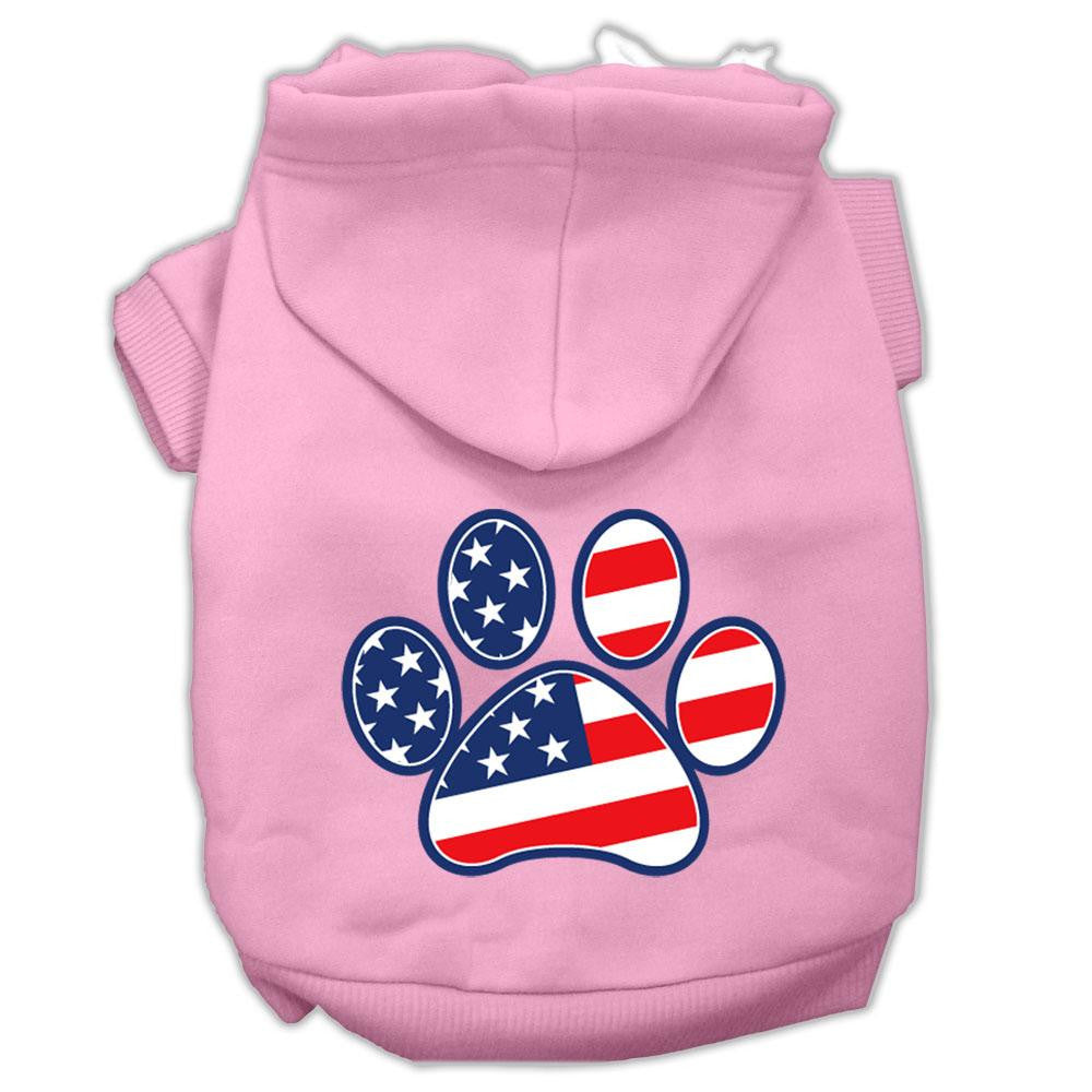 Patriotic Paw Screen Print Pet Hoodies Light Pink Size XXXL(20)