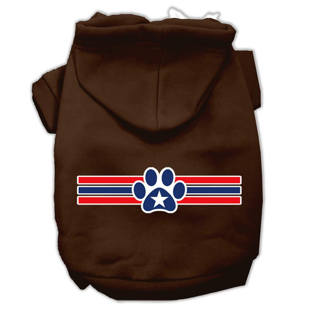 Patriotic Star Paw Screen Print Pet Hoodies Brown Size Lg (14)