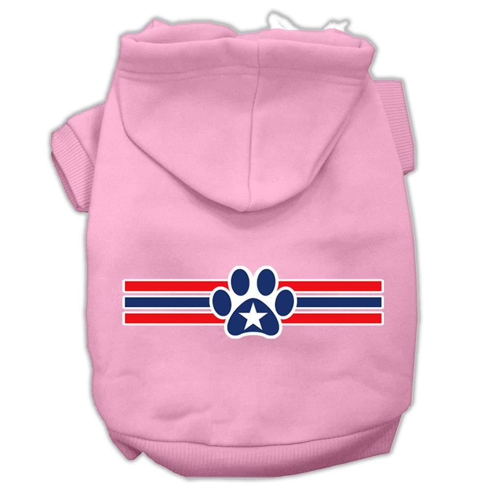 Patriotic Star Paw Screen Print Pet Hoodies Light Pink Size XL (16)