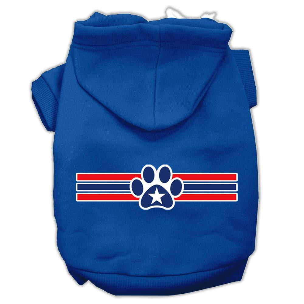 Patriotic Star Paw Screen Print Pet Hoodies Blue Size XS (8)