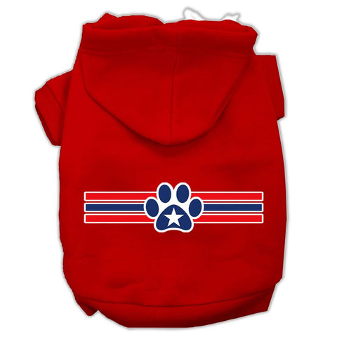 Patriotic Star Paw Screen Print Pet Hoodies Red Size XS (8)