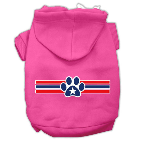 Patriotic Star Paw Screen Print Pet Hoodies Bright Pink Size XXL (18)