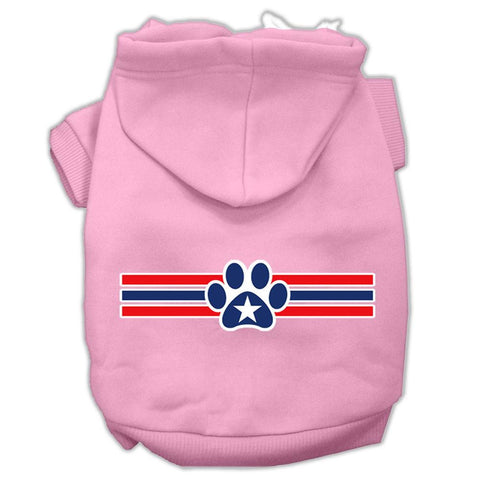 Patriotic Star Paw Screen Print Pet Hoodies Light Pink Size XXL (18)