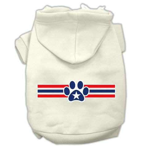 Patriotic Star Paw Screen Print Pet Hoodies Cream Size XXXL(20)