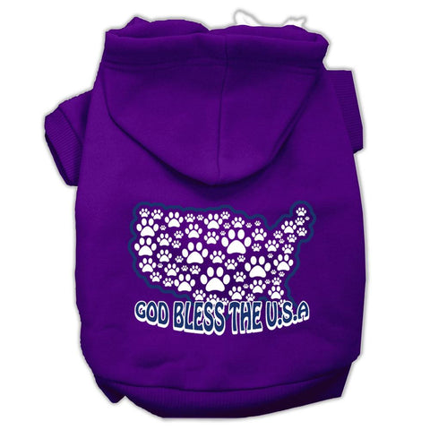 God Bless USA Screen Print Pet Hoodies Purple Size L (14)