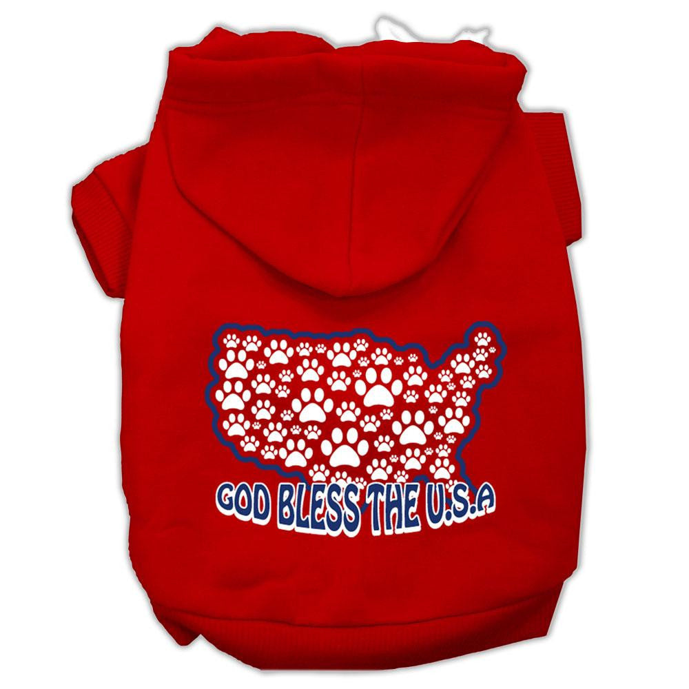 God Bless USA Screen Print Pet Hoodies Red Size L (14)