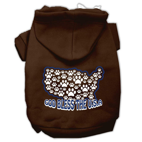 God Bless USA Screen Print Pet Hoodies Brown S (10)