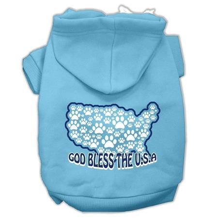 God Bless USA Screen Print Pet Hoodies Baby Blue XL (16)