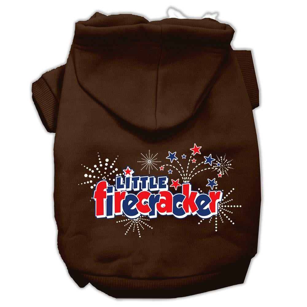 Little Firecracker Screen Print Pet Hoodies Brown Size Lg (14)