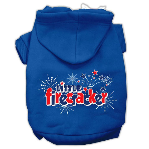 Little Firecracker Screen Print Pet Hoodies Blue Size XL (16)