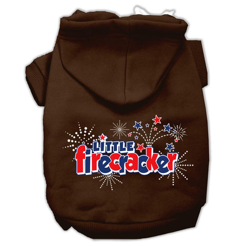 Little Firecracker Screen Print Pet Hoodies Brown Size XS (8)