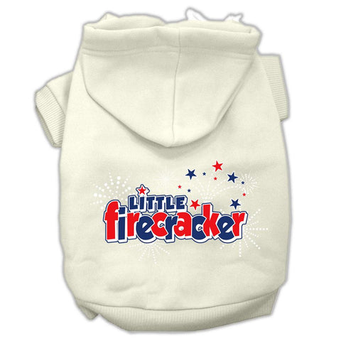 Little Firecracker Screen Print Pet Hoodies Cream Size XS (8)