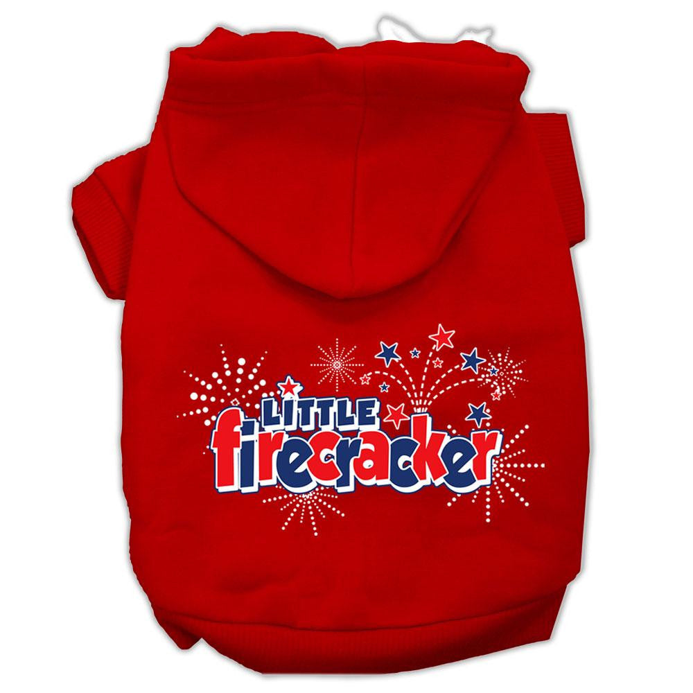 Little Firecracker Screen Print Pet Hoodies Red Size XS (8)