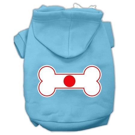 Bone Shaped Japan Flag Screen Print Pet Hoodies Baby Blue M (12)