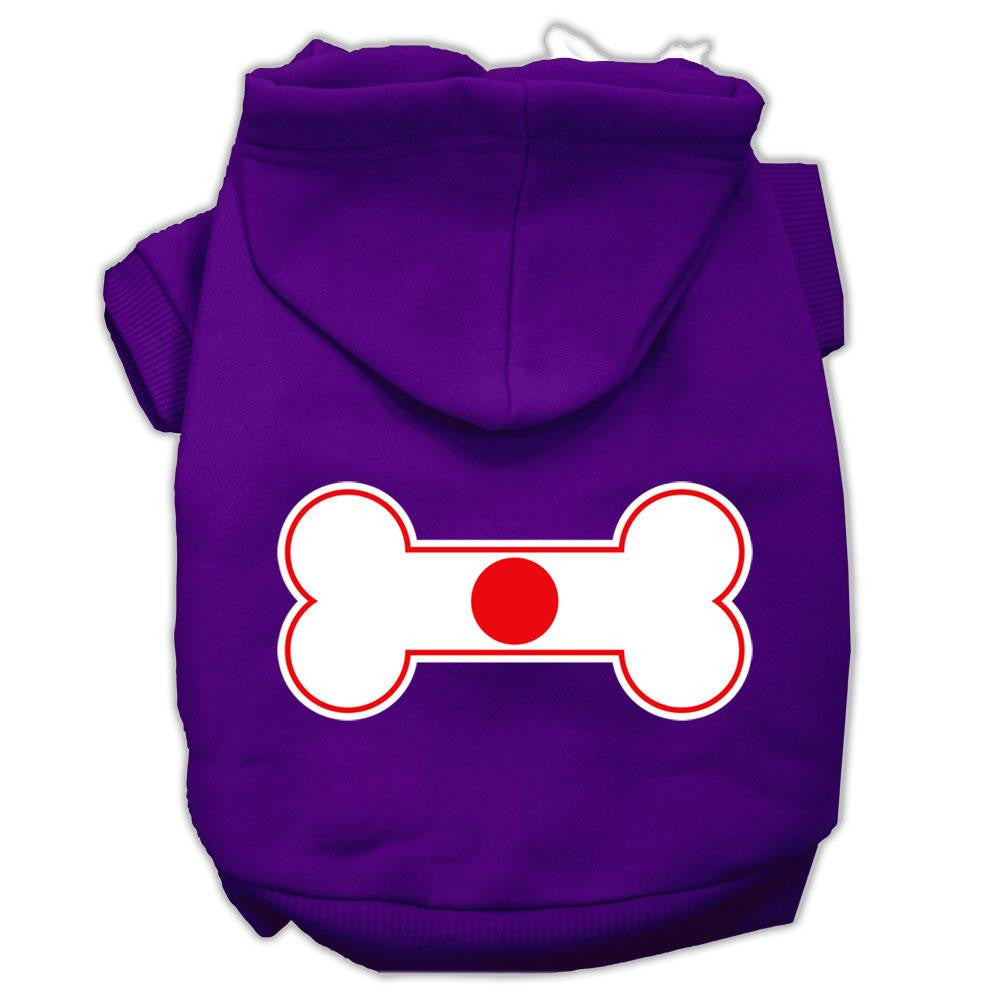 Bone Shaped Japan Flag Screen Print Pet Hoodies Purple Size XL (16)