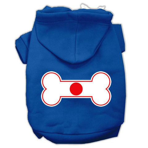 Bone Shaped Japan Flag Screen Print Pet Hoodies Blue XS (8)