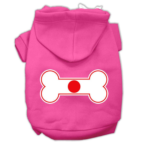 Bone Shaped Japan Flag Screen Print Pet Hoodies Bright Pink Size XXXL(20)