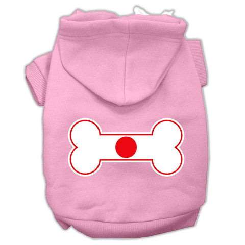 Bone Shaped Japan Flag Screen Print Pet Hoodies Light Pink Size XXXL(20)