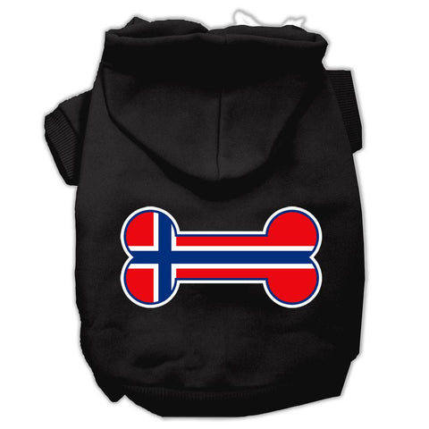 Bone Shaped Norway Flag Screen Print Pet Hoodies Black L (14)