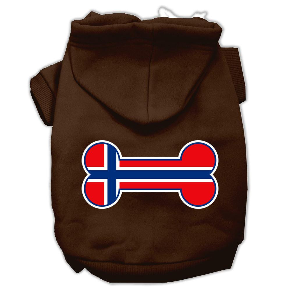 Bone Shaped Norway Flag Screen Print Pet Hoodies Brown L (14)