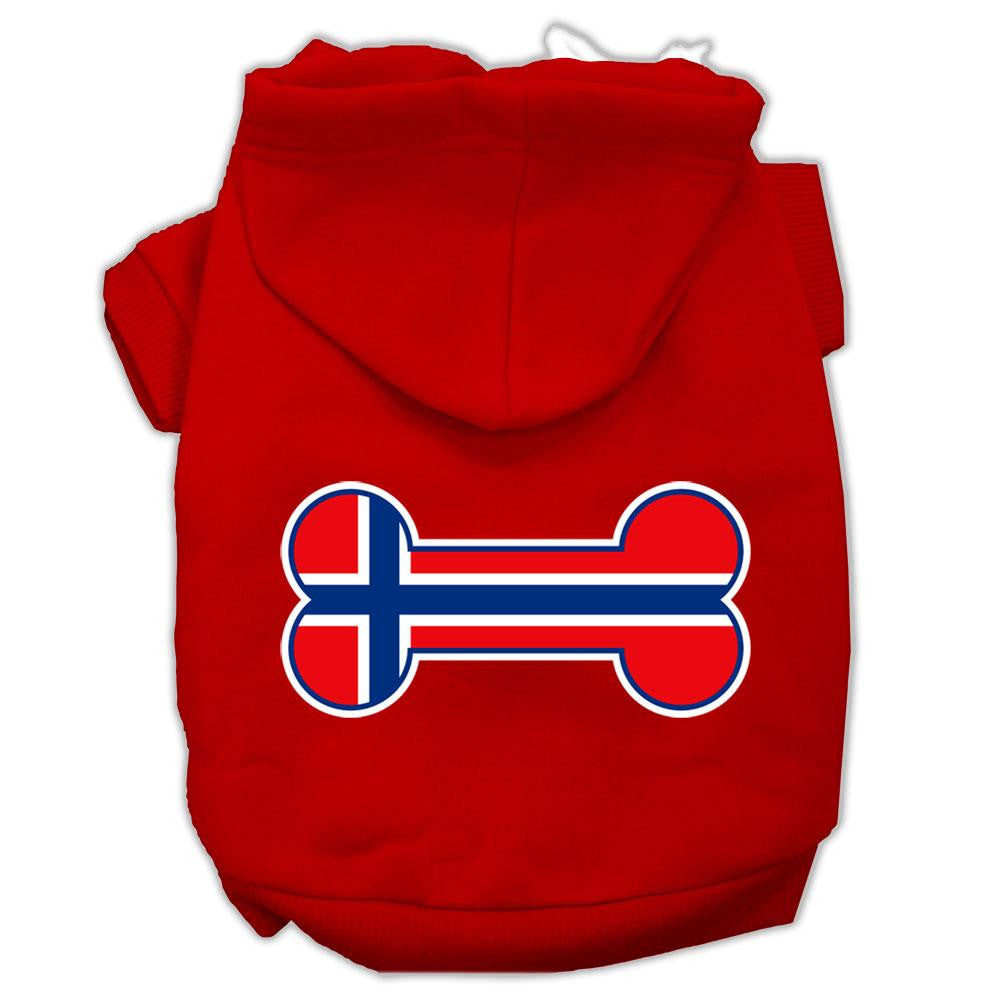 Bone Shaped Norway Flag Screen Print Pet Hoodies Red Size M (12)