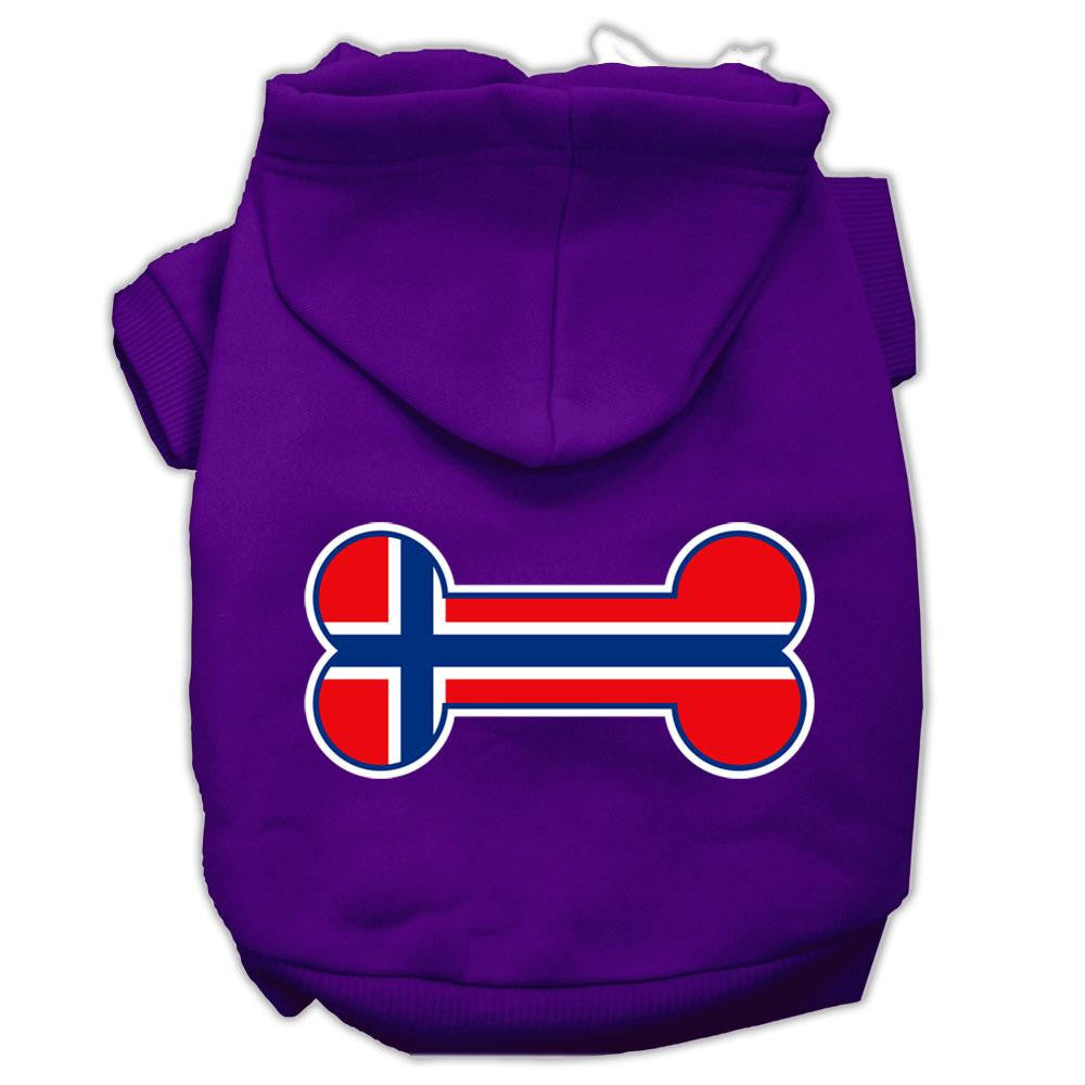 Bone Shaped Norway Flag Screen Print Pet Hoodies Purple Size S (10)