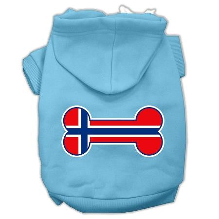 Bone Shaped Norway Flag Screen Print Pet Hoodies Baby Blue XL (16)