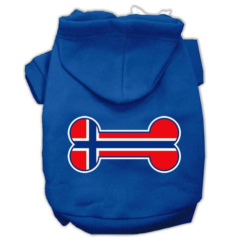 Bone Shaped Norway Flag Screen Print Pet Hoodies Blue XS (8)