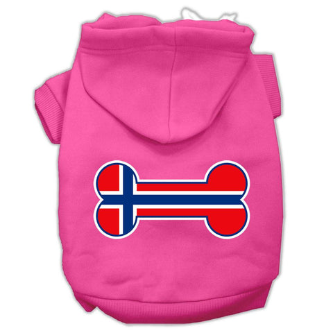 Bone Shaped Norway Flag Screen Print Pet Hoodies Bright Pink Size XXL (18)