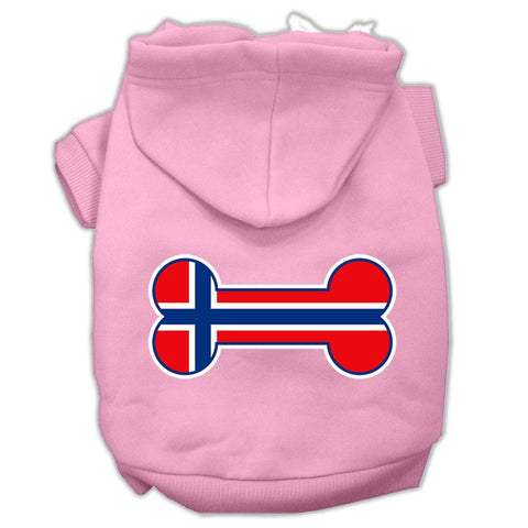 Bone Shaped Norway Flag Screen Print Pet Hoodies Light Pink Size XXL (18)