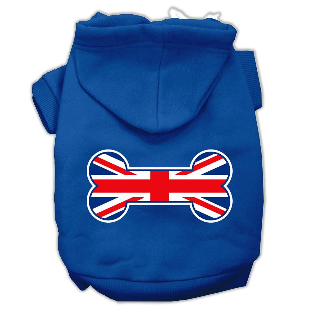 Bone Shaped United Kingdom (Union Jack) Flag Screen Print Pet Hoodies Blue Size XXXL (20)