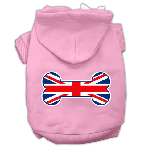 Bone Shaped United Kingdom (Union Jack) Flag Screen Print Pet Hoodies Light Pink Size XXXL(20)