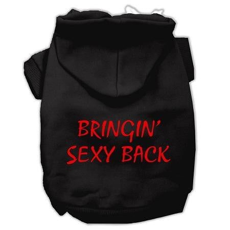 Bringin' Sexy Back Screen Print Pet Hoodies Black Size Lg (14)