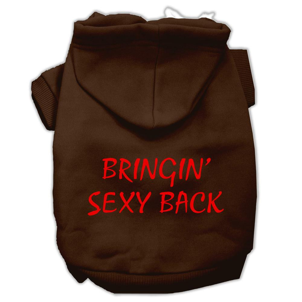 Bringin' Sexy Back Screen Print Pet Hoodies Brown Size Med (12)